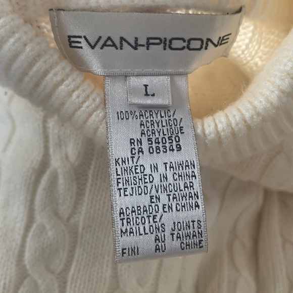 EVAN Picone cream cable knit mock neck sweater size Large - Picture 8 of 8